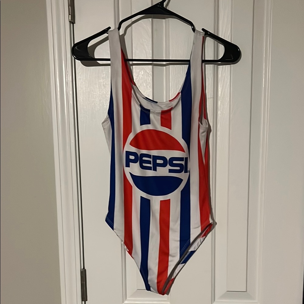 Pepsi Logo Swimsuit in Red, White, and Blue